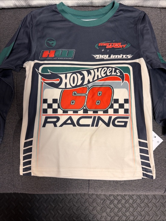 Mattel Other - ❣️5/$25❣️Mattel Hot Wheels Navy and Green Kids' Crewneck Top